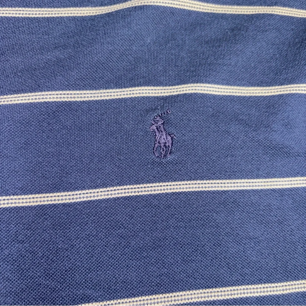Ralph Lauren Golf Polo Men Extra Large Blue Tan Color Stripe Pima Cotton Shirt
